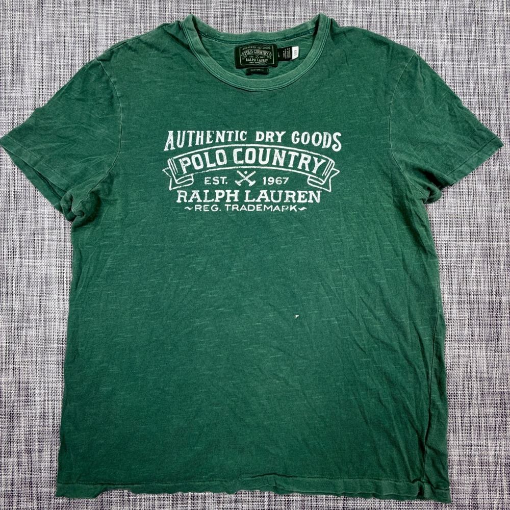 Polo Ralph Lauren Men's Polo Country Graphic T-Shirt Green Large Custom Fit